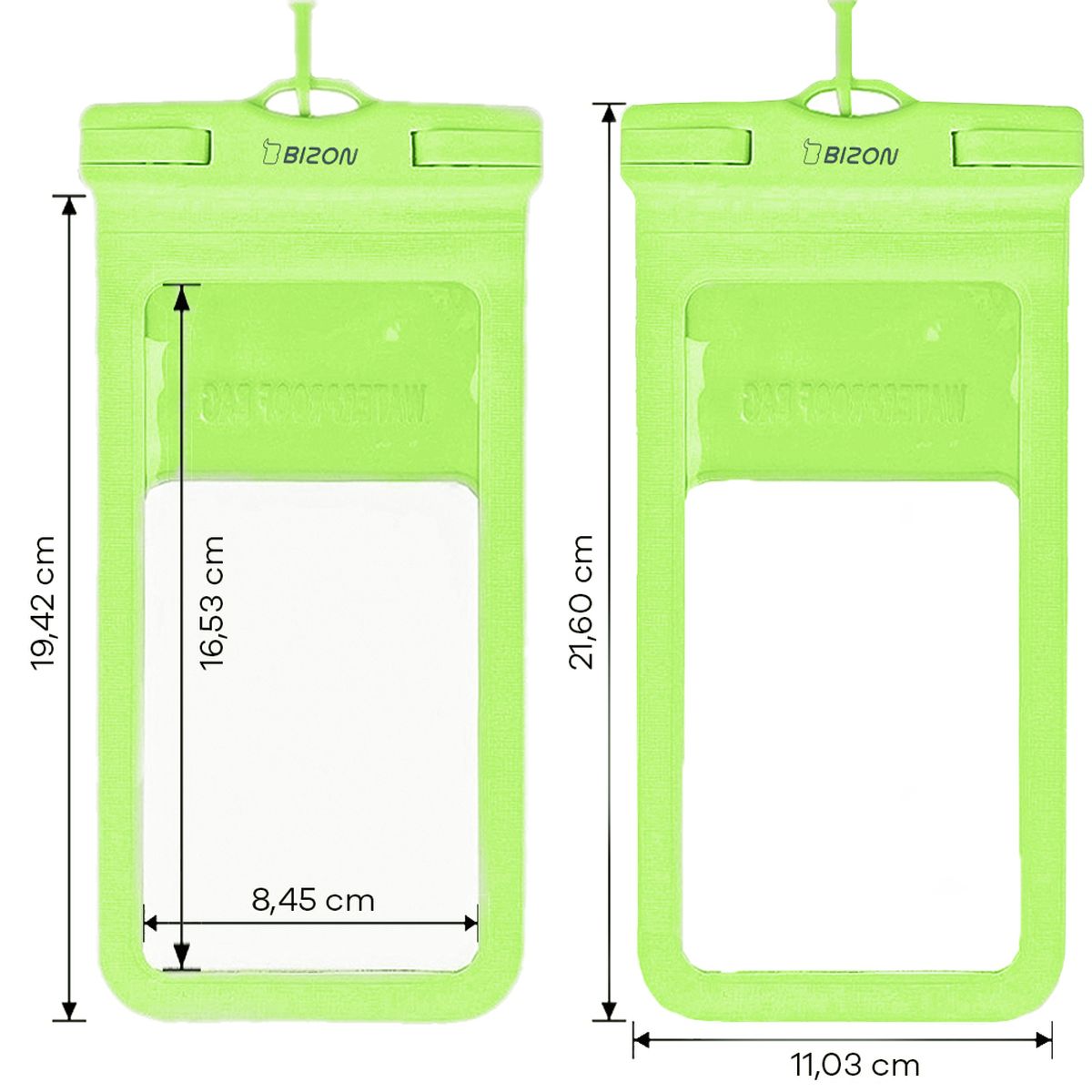 Wymiary etui wodoszczelnego Bizon Case Hydrowrap