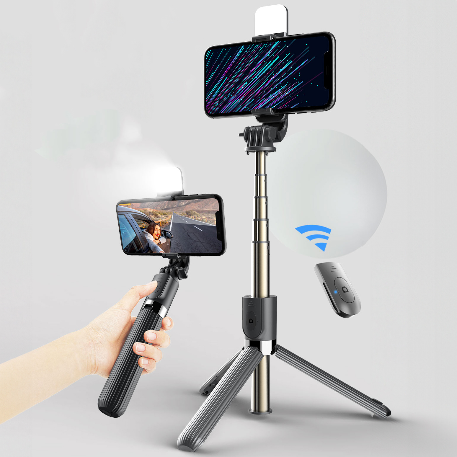Wielofunkcyjny kijek do selfie Bizon Accessories Selfie Lamp