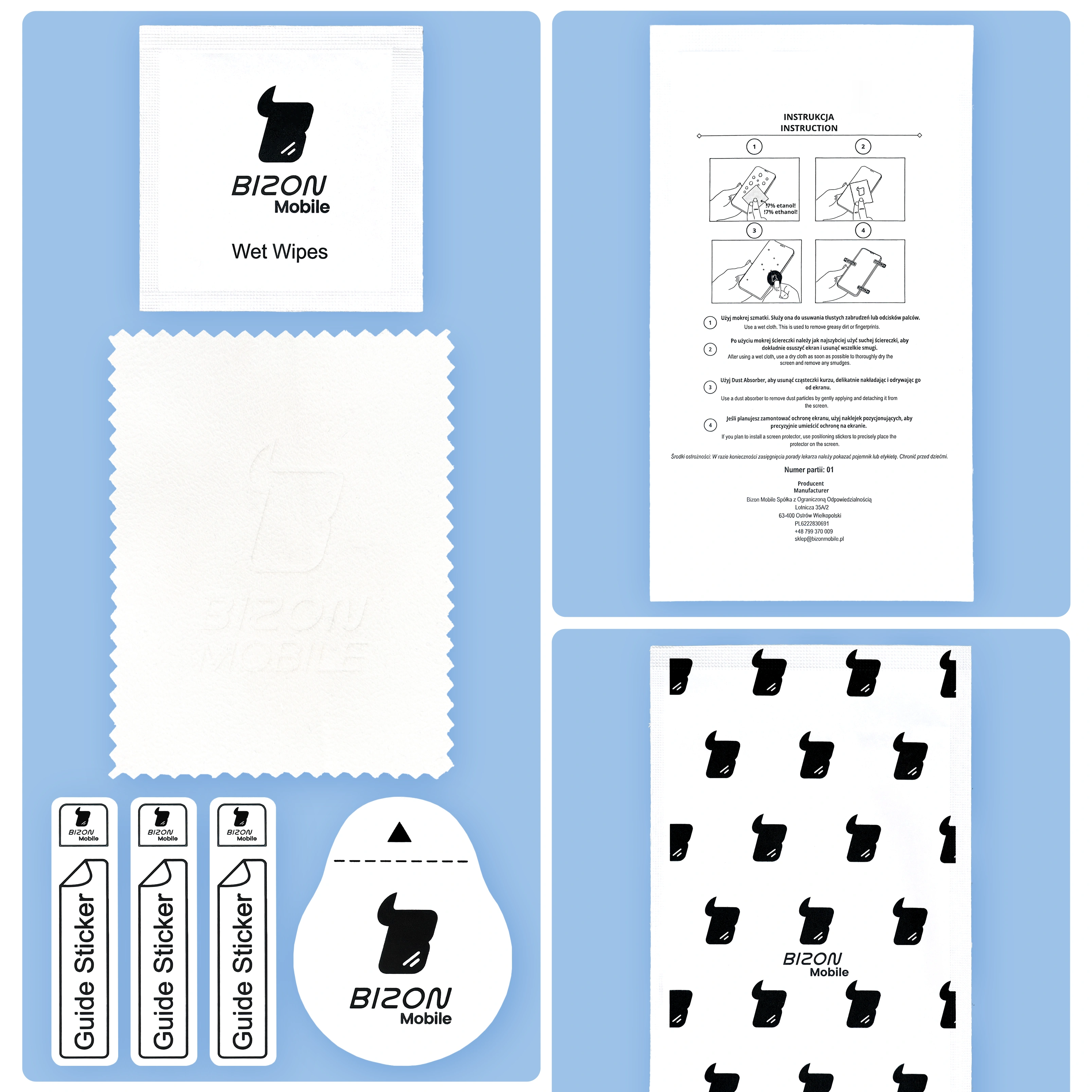 Zawartość zestawu Bizon Glass Clear 2 do Sony Xperia 10 VII