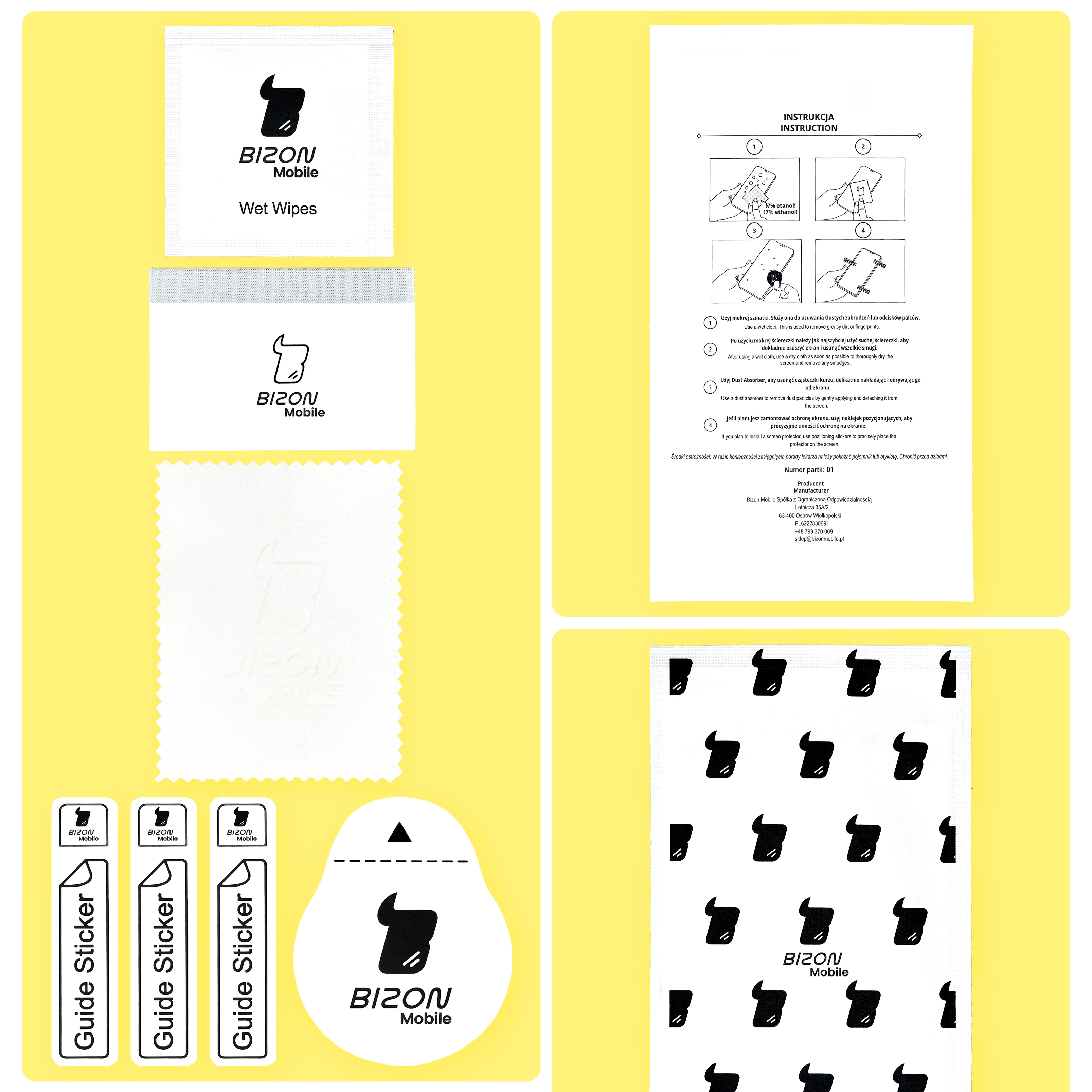 Zawartość opakowania Bizon Glass Watch Film Sun