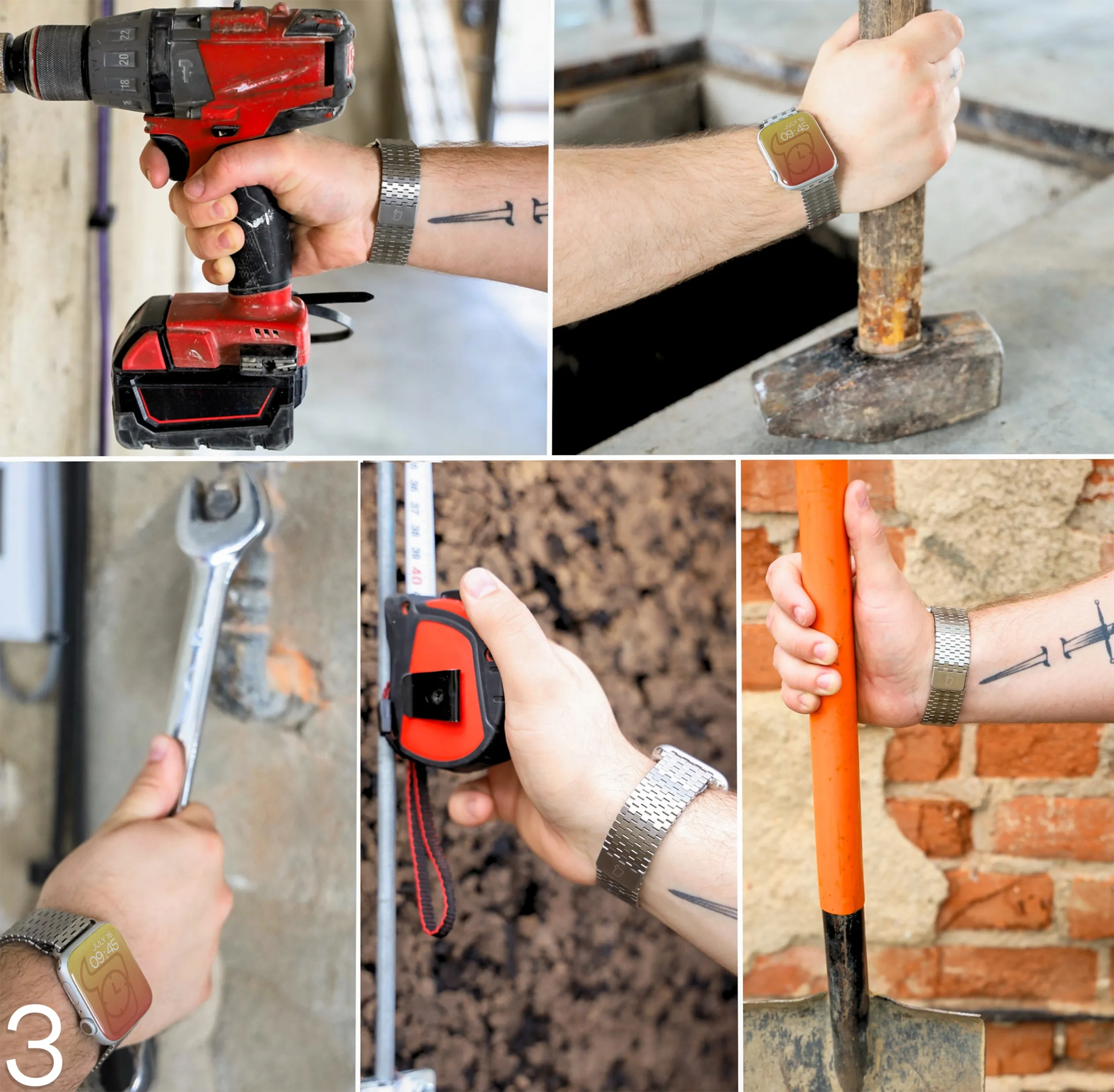 Pasek Bizon Strap Watch Titanium na dużym nadgarstku