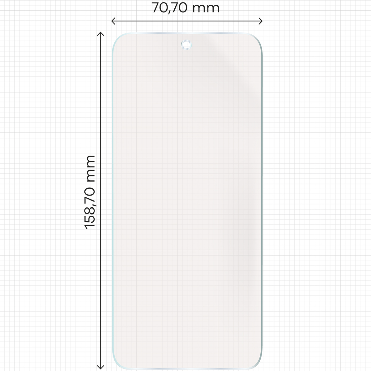 Miarka z wymiarami folii matowej Bizon Glass Hydrogel Sun