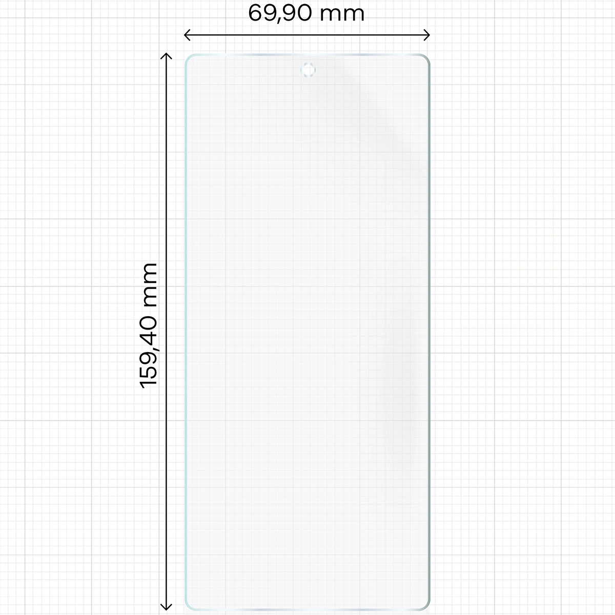 Miarka z wymiarami folii matowej Bizon Glass Film Sun do Infinix Note 50 Pro 4G