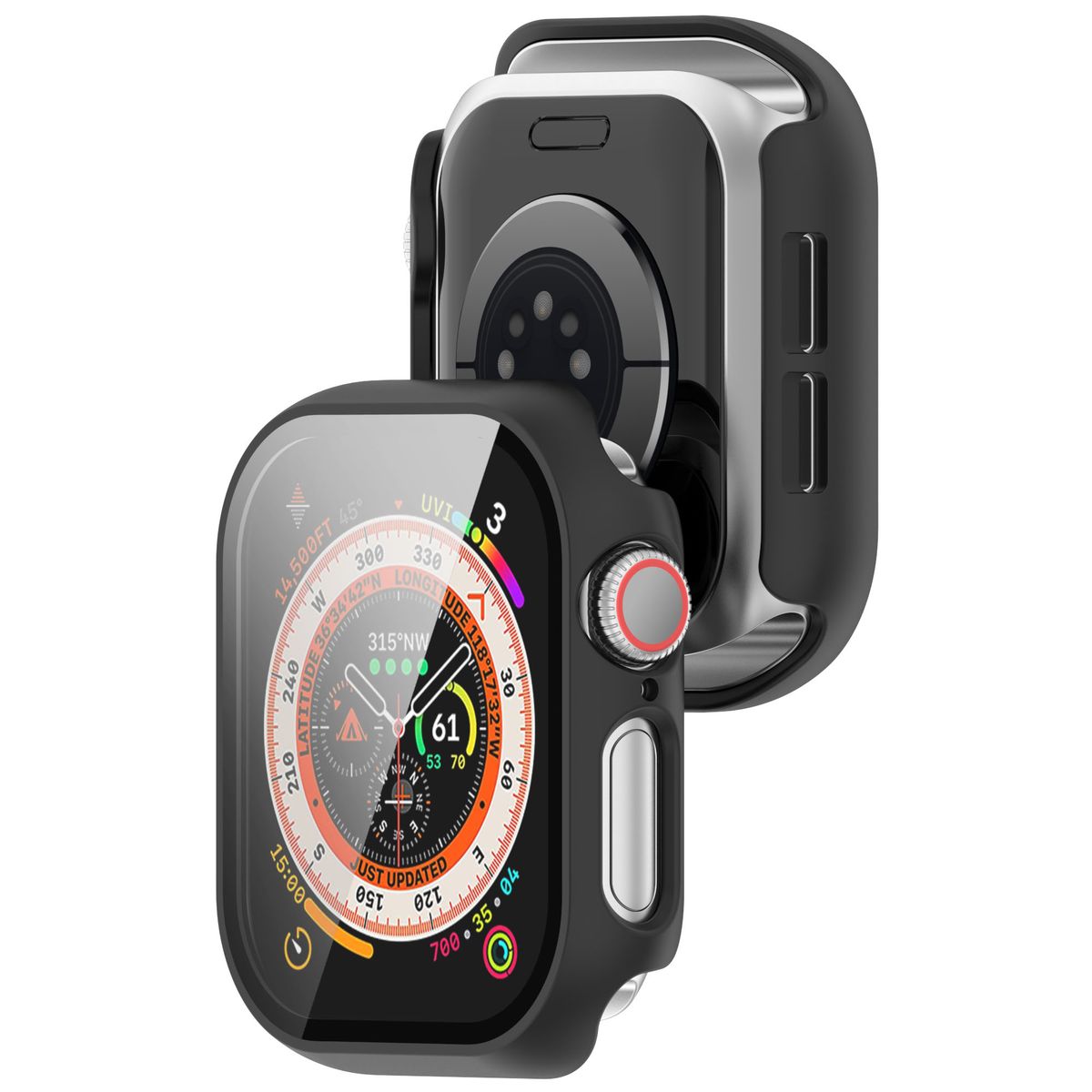 Etui ze szkłem do zegarka Bizon Case+Glass Apple Watch 10 42mm, czarne