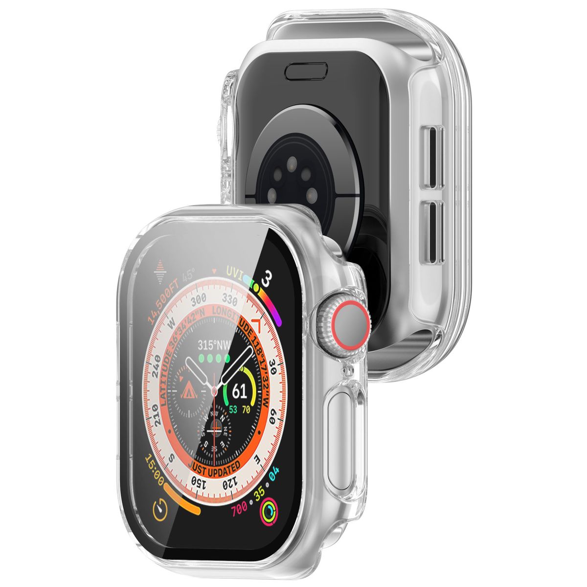 Etui ze szkłem do zegarka Bizon Case+Glass Apple Watch 10 42mm, przeźroczyste