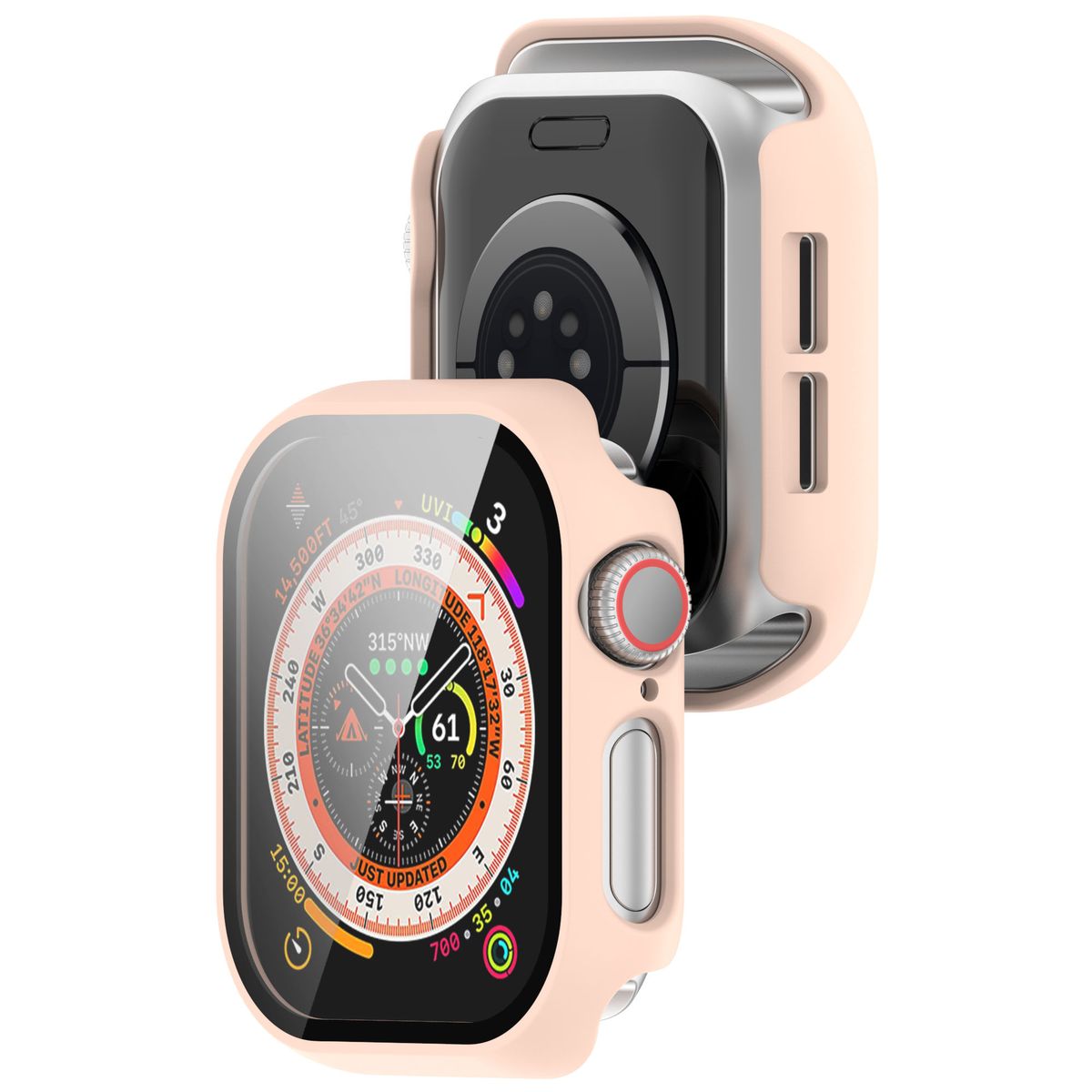 Etui ze szkłem do zegarka Bizon Case+Glass Apple Watch 10 42mm, różowe