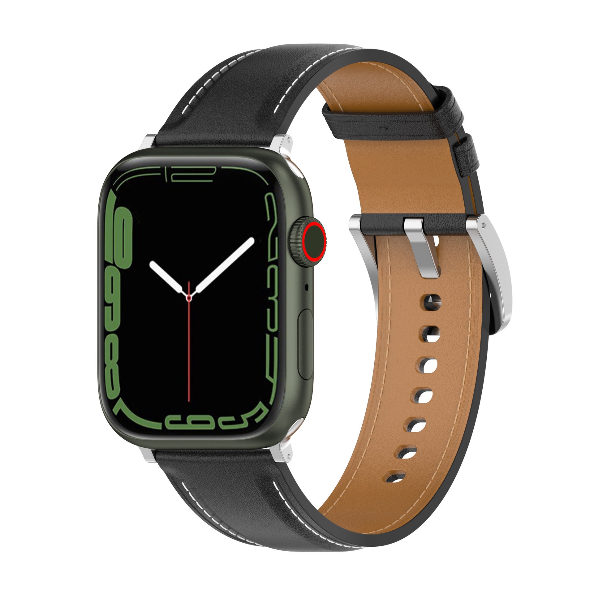 Lederarmband Bizon Strap Watch Casual für Apple Watch 38/40/41mm/S10 42mm, schwarz