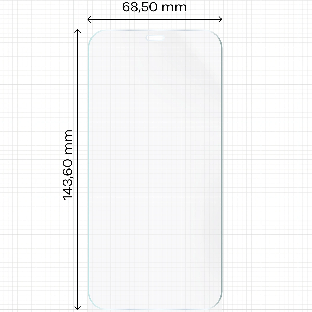 Miarka z wymiarami folii hydrożelowej Bizon Glass Hydrogel Front do Apple iPhone 11 / Apple iPhone Xr