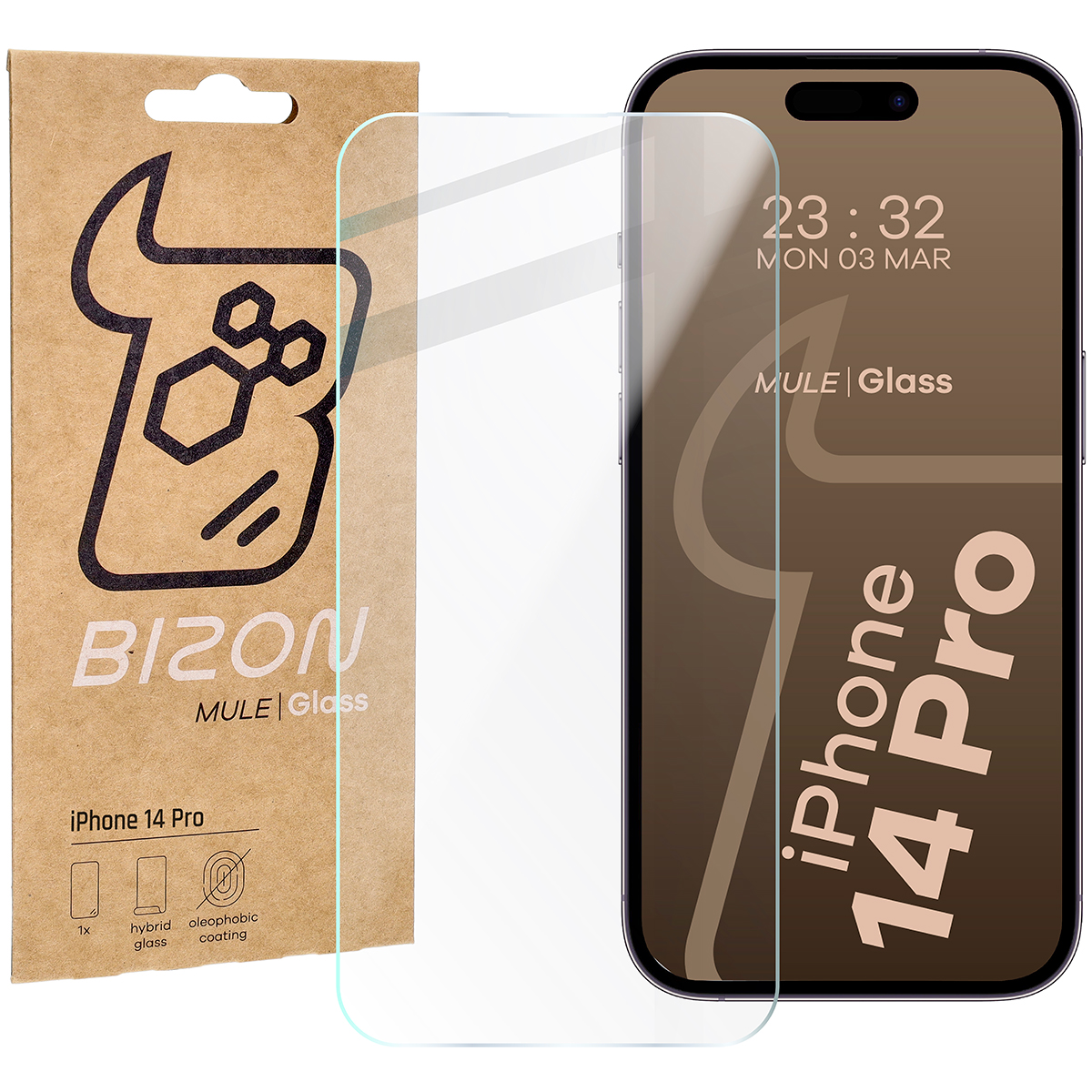 Szkło hybrydowe na ekran Bizon Glass Mule do iPhone 14 Pro