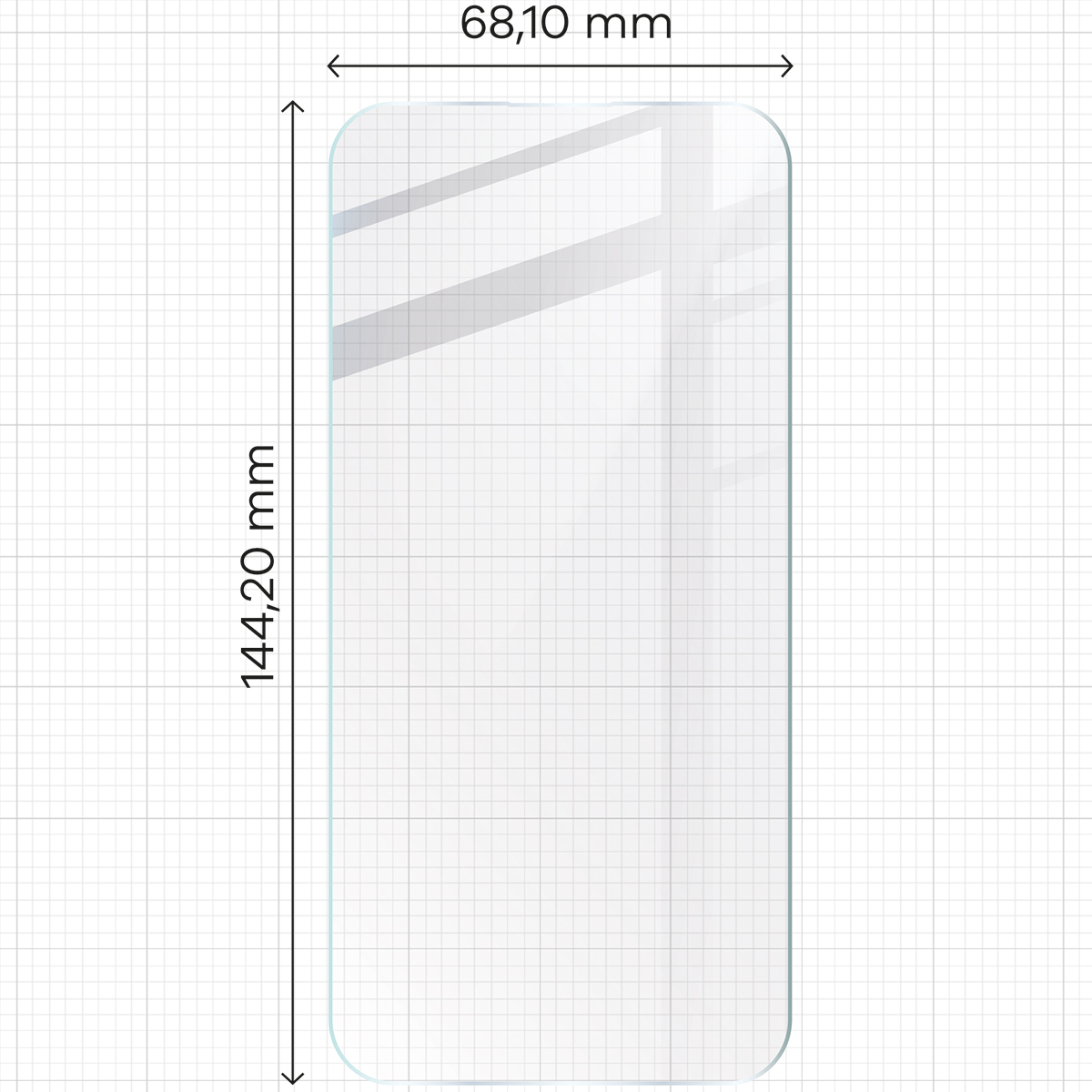 Miarka z wymiarami szkła hybrydowego Bizon Glass Mule