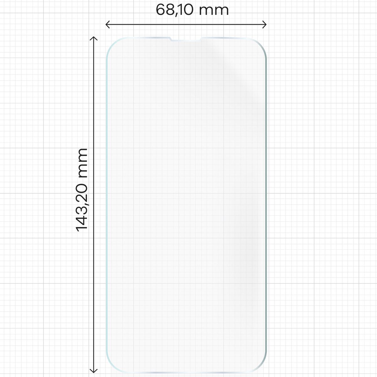 Wymiary dla folii hydrożelowej na ekran Bizon Glass Hydrogel Front Duo