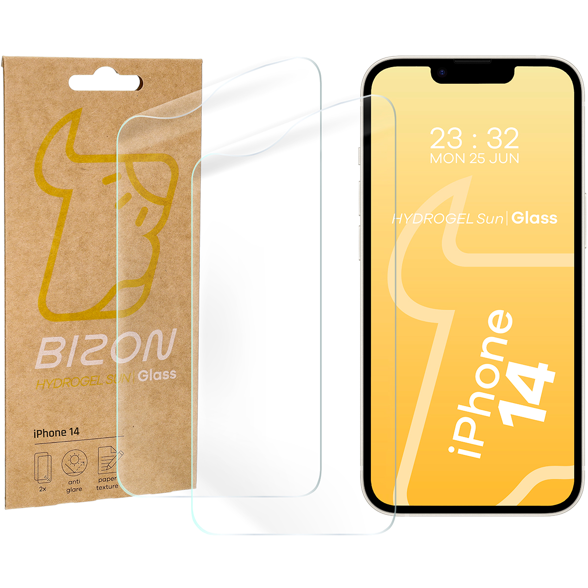 Folia matowa na ekran Bizon Glass Hydrogel Sun do iPhone 14, 2 sztuki