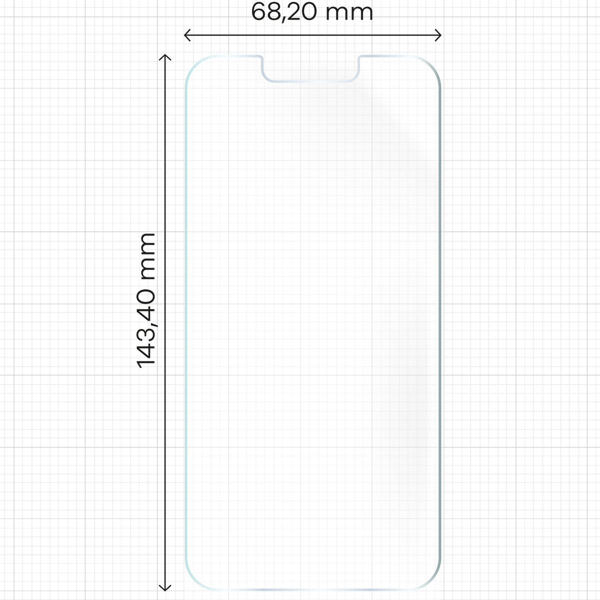 Miarka z wymiarami folii matowej Bizon Glass Film Sun Duo