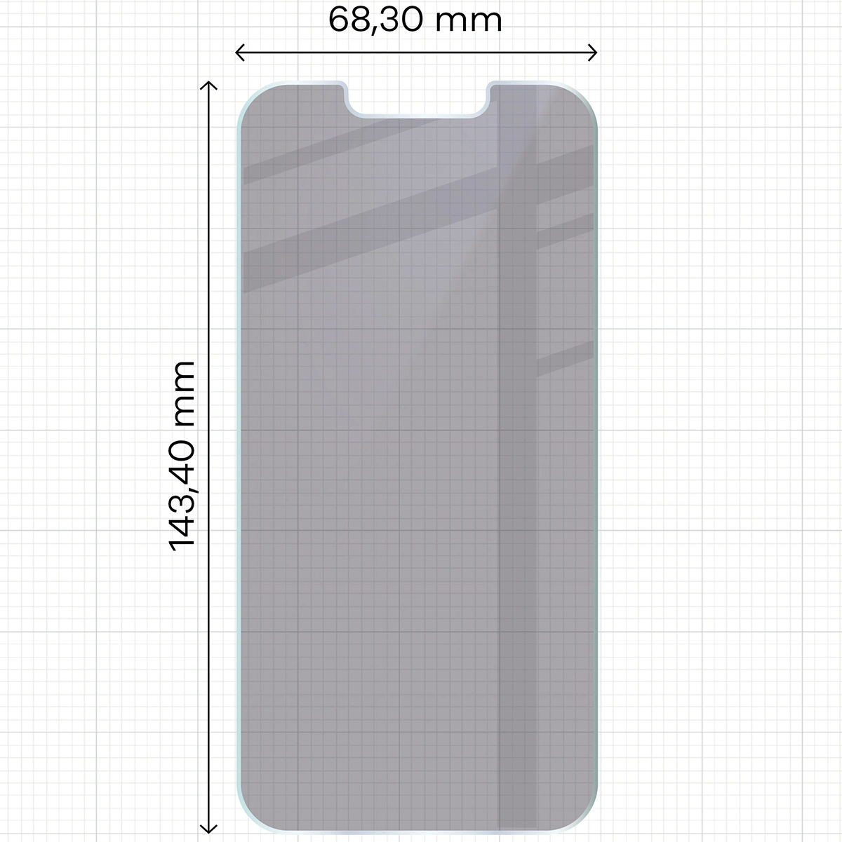 Wymiary szkła Bizon Glass Mule Shadow do Apple iPhone 14