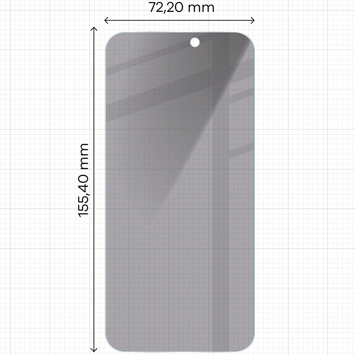 Miarka z wymiarami szkła Bizon Glass Clear Shadow Duo do Apple iPhone 15 Plus / Apple iPhone 15 Pro Max / Apple iPhone 16 Plus