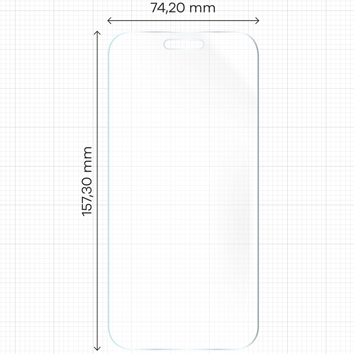 Miarka z wymiarami folii matowej Bizon Glass Hydrogel Sun