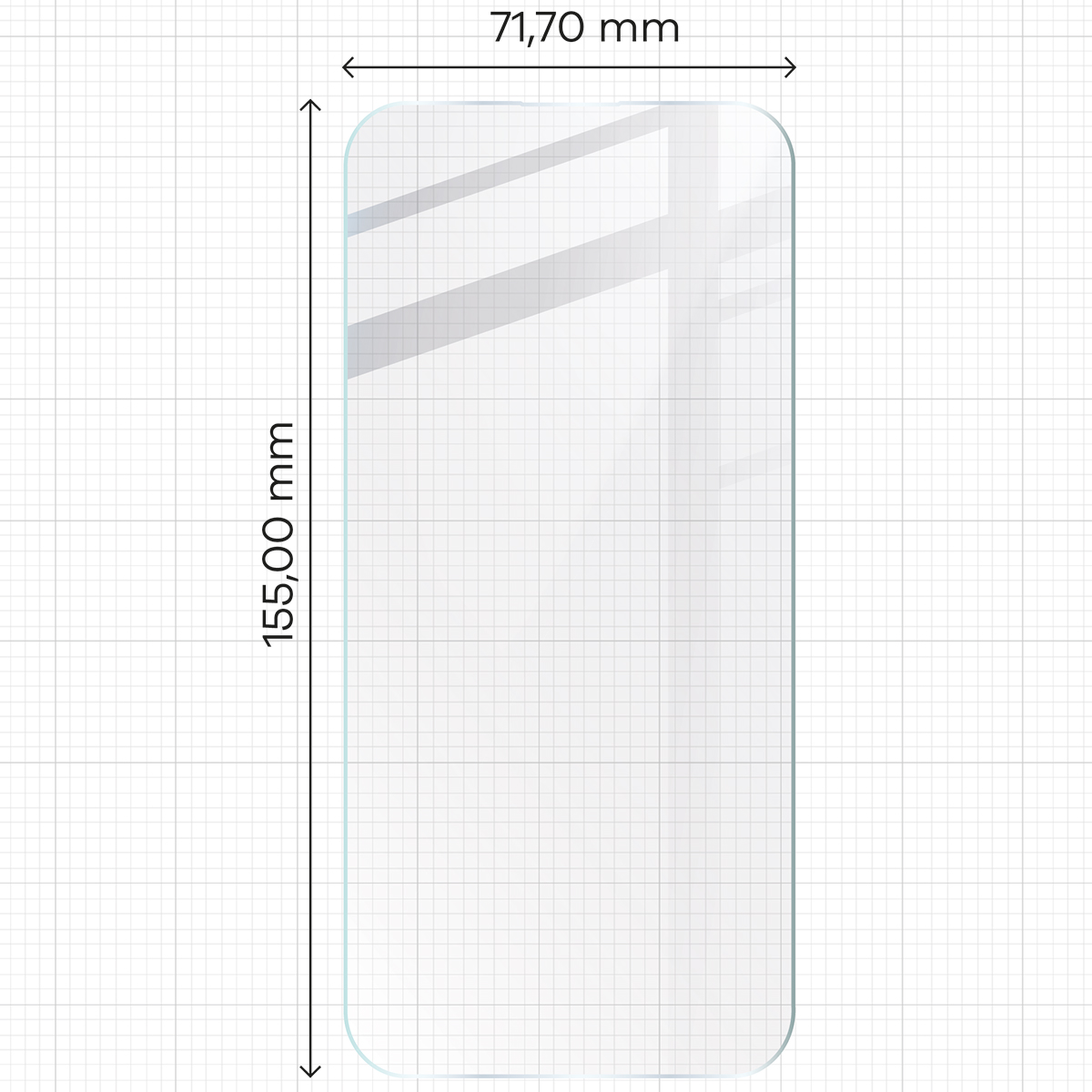 Miarka z wymiarami szkła hybrydowego Bizon Glass Mule
