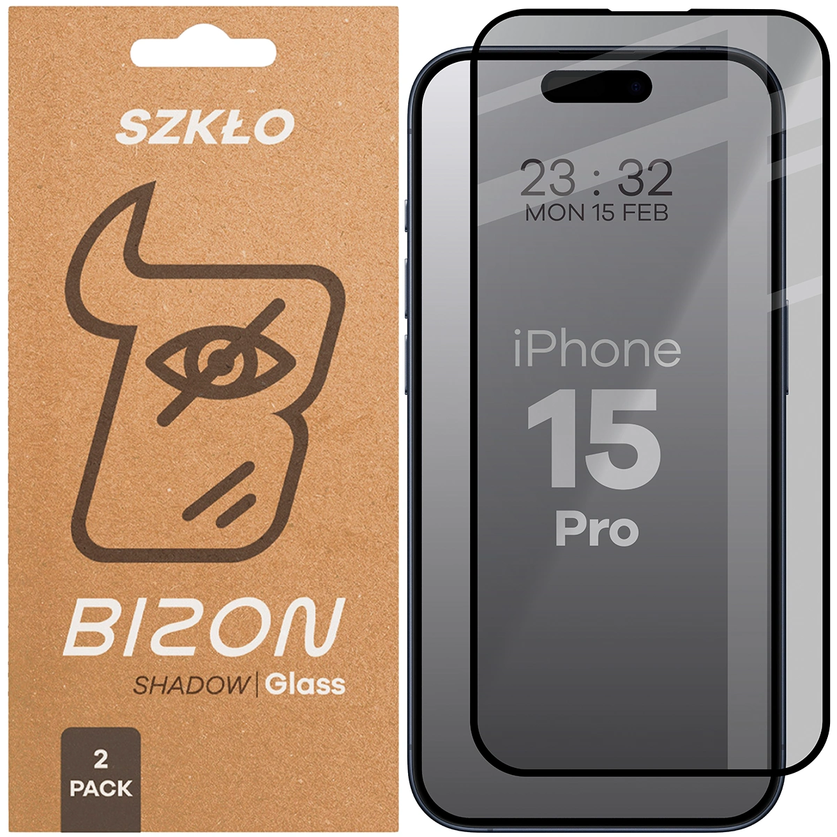Szkło prywatyzujące Bizon Glass Edge Shadow Duo do Apple iPhone 15 Pro