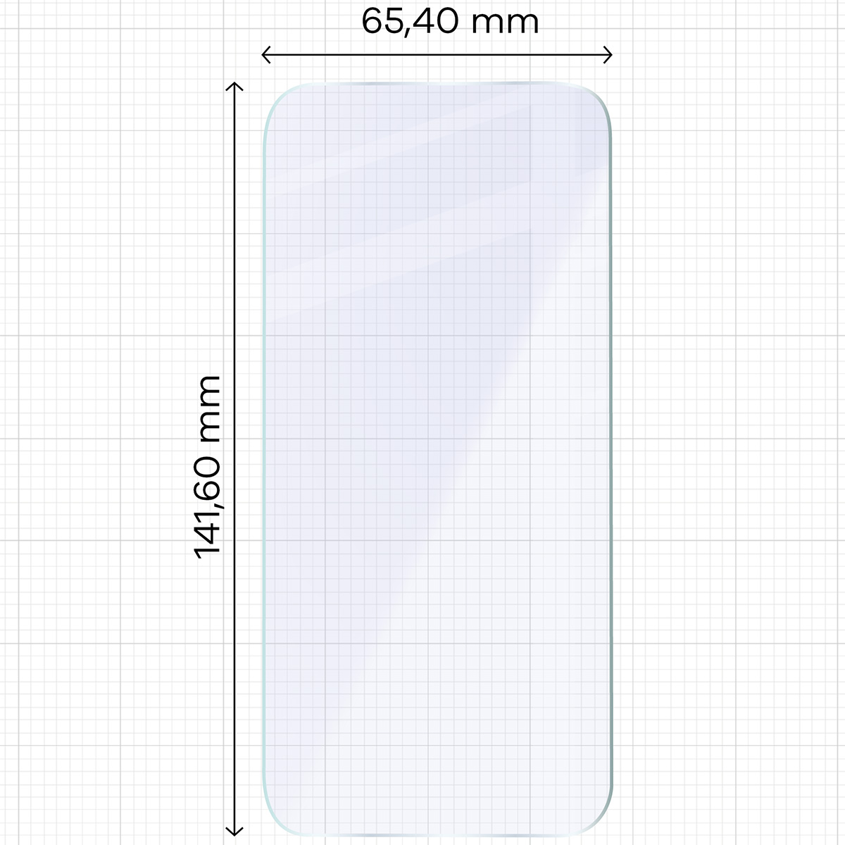 Miarka z wymiarami szkła hybrydowego Bizon Glass Mule