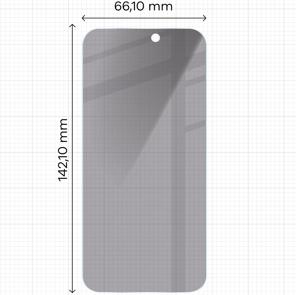 Miarka z wymiarami szkła Bizon Glass Clear Shadow Duo do Apple iPhone 15 / Apple iPhone 15 Pro / Apple iPhone 16 