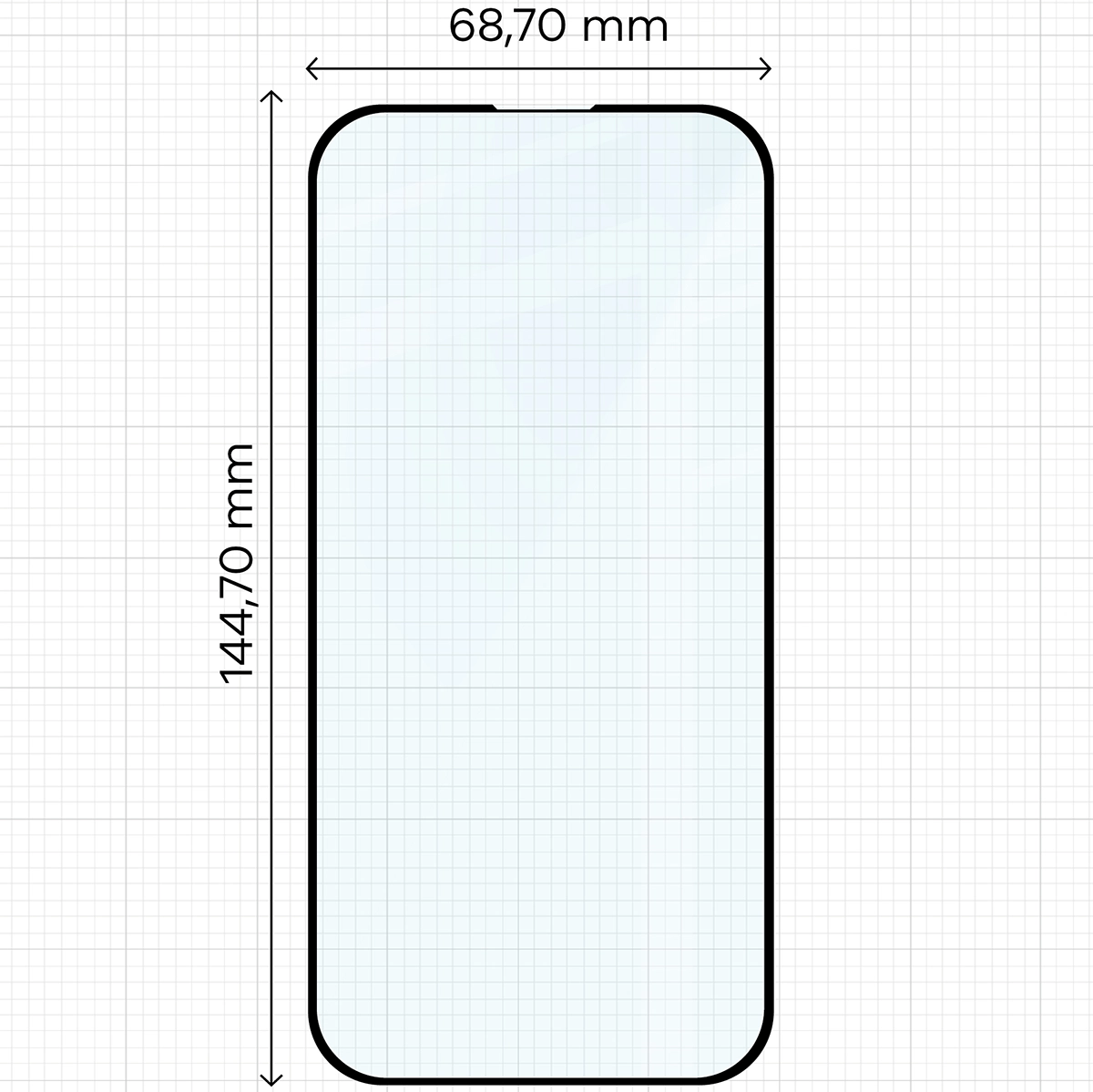 Wymiary szkła Bizon Glass Edge Duo do Apple iPhone 15 / Apple iPhone 16