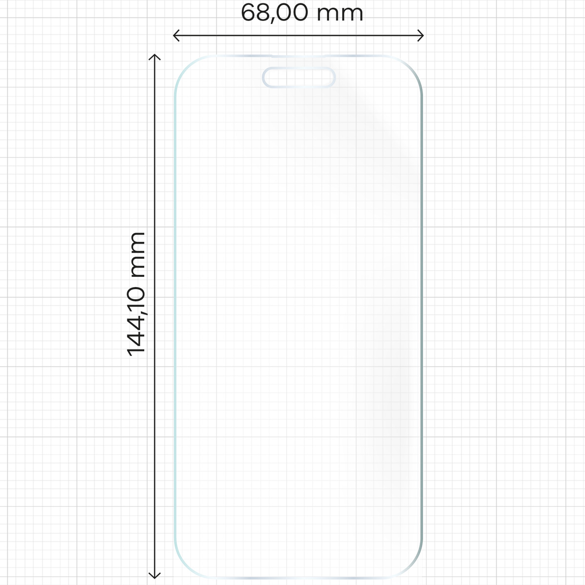 Miarka z wymiarami folii matowej Bizon Glass Hydrogel Sun