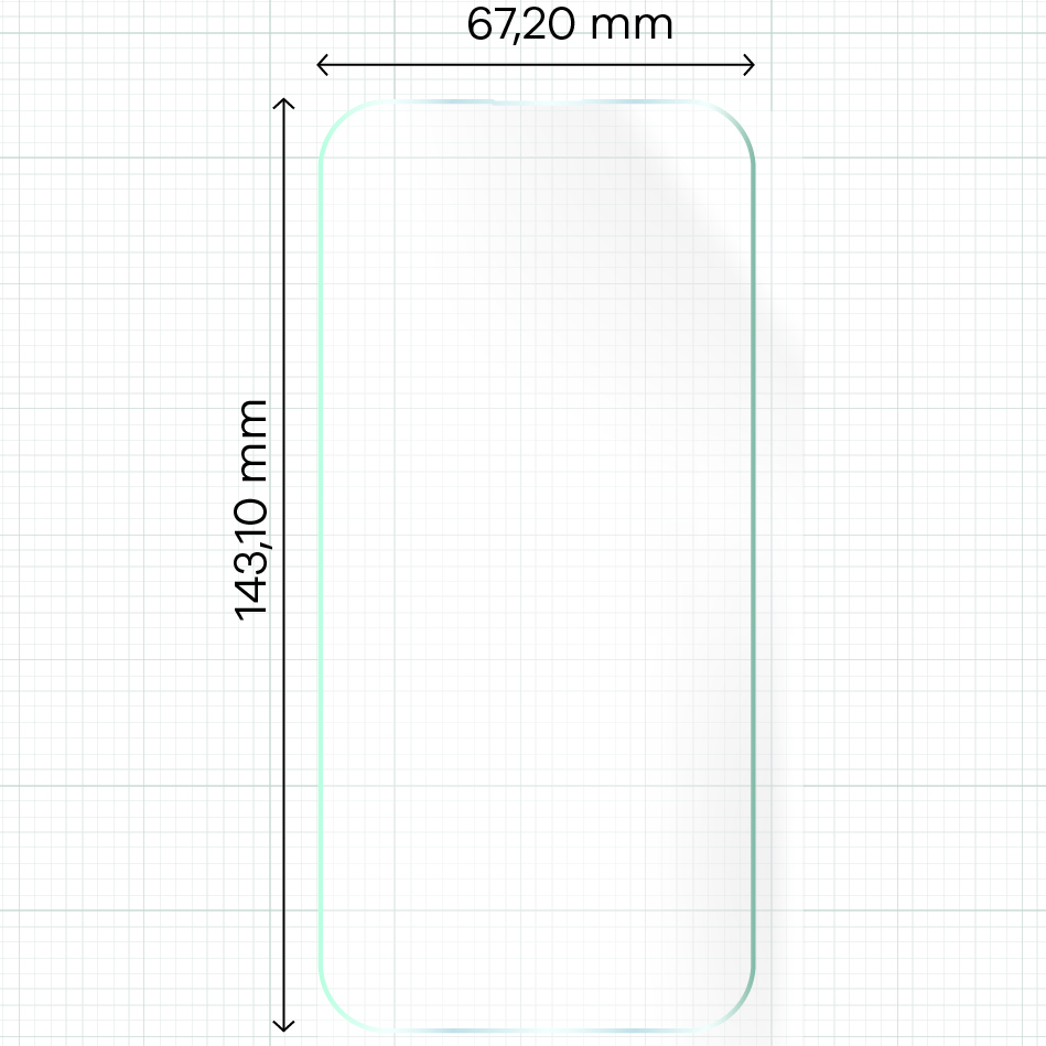 Wymiary dla folii hydrożelowej na ekran Bizon Glass Hydrogel Front