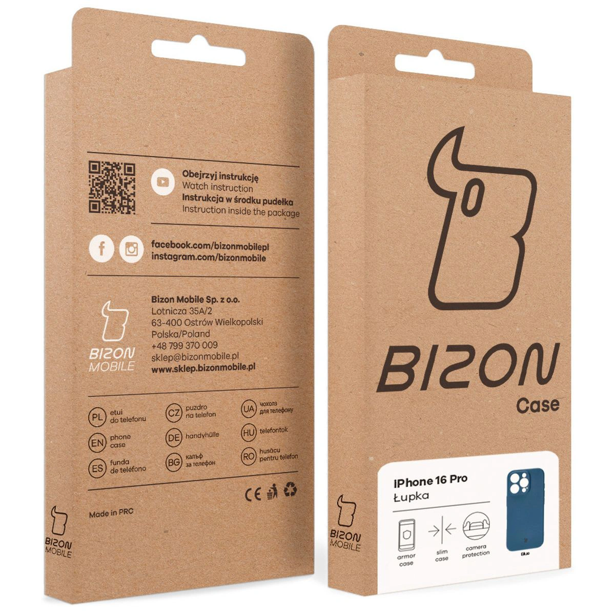 Kraftová krabička Bizon Case s dedikovanou etiketou pro Apple iPhone 16 Pro