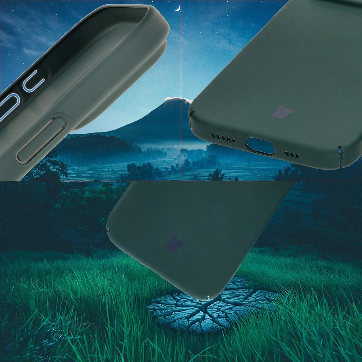 Integrované kryty na tlačítka, výřezy a tvrdý materiál pouzdra Bizon Case Łupka pro Apple iPhone 16 Pro