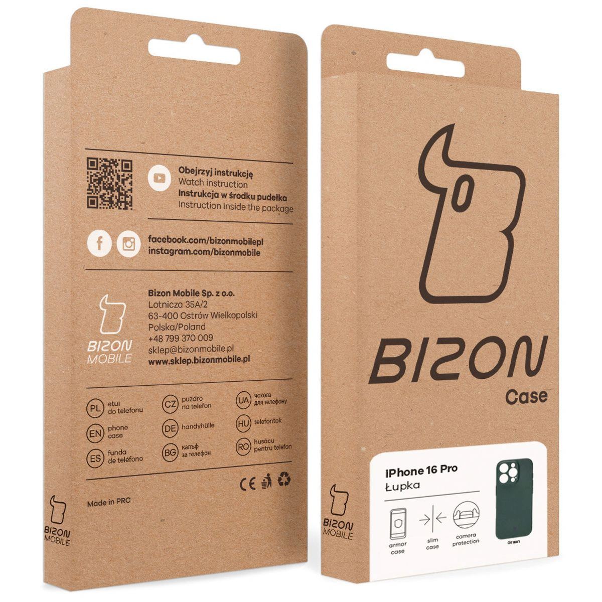 Kraftová krabice Bizon Case s dedikovanou etiketou pro Apple iPhone 16 Pro