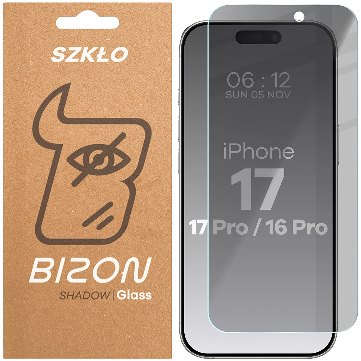 Szkło prywatyzujące Bizon Glass Clear Shadow do iPhone 17 Pro / 17 / 16 Pro