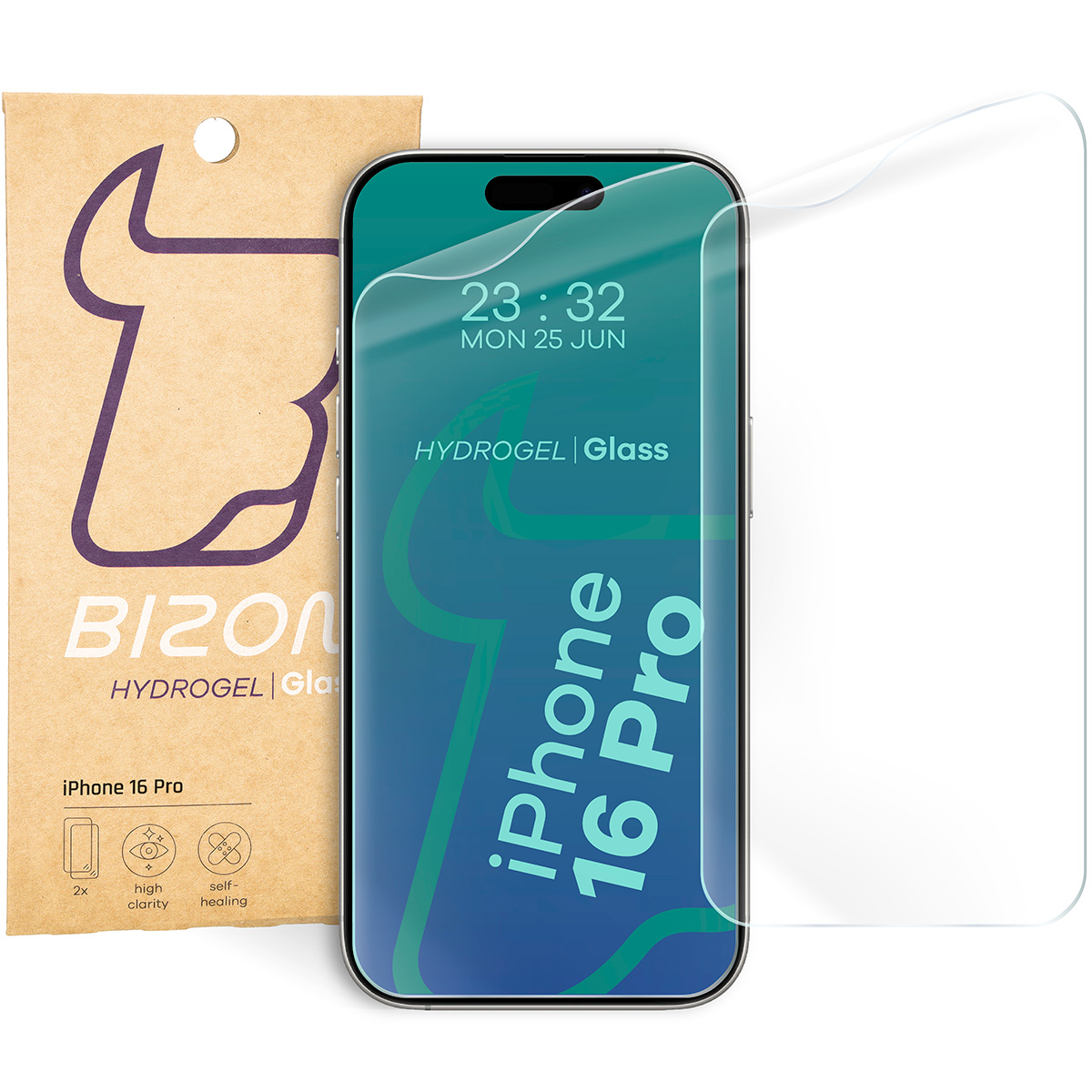 Folia hydrożelowa na ekran Bizon Glass Hydrogel Front do iPhone 16 Pro, 2 sztuki