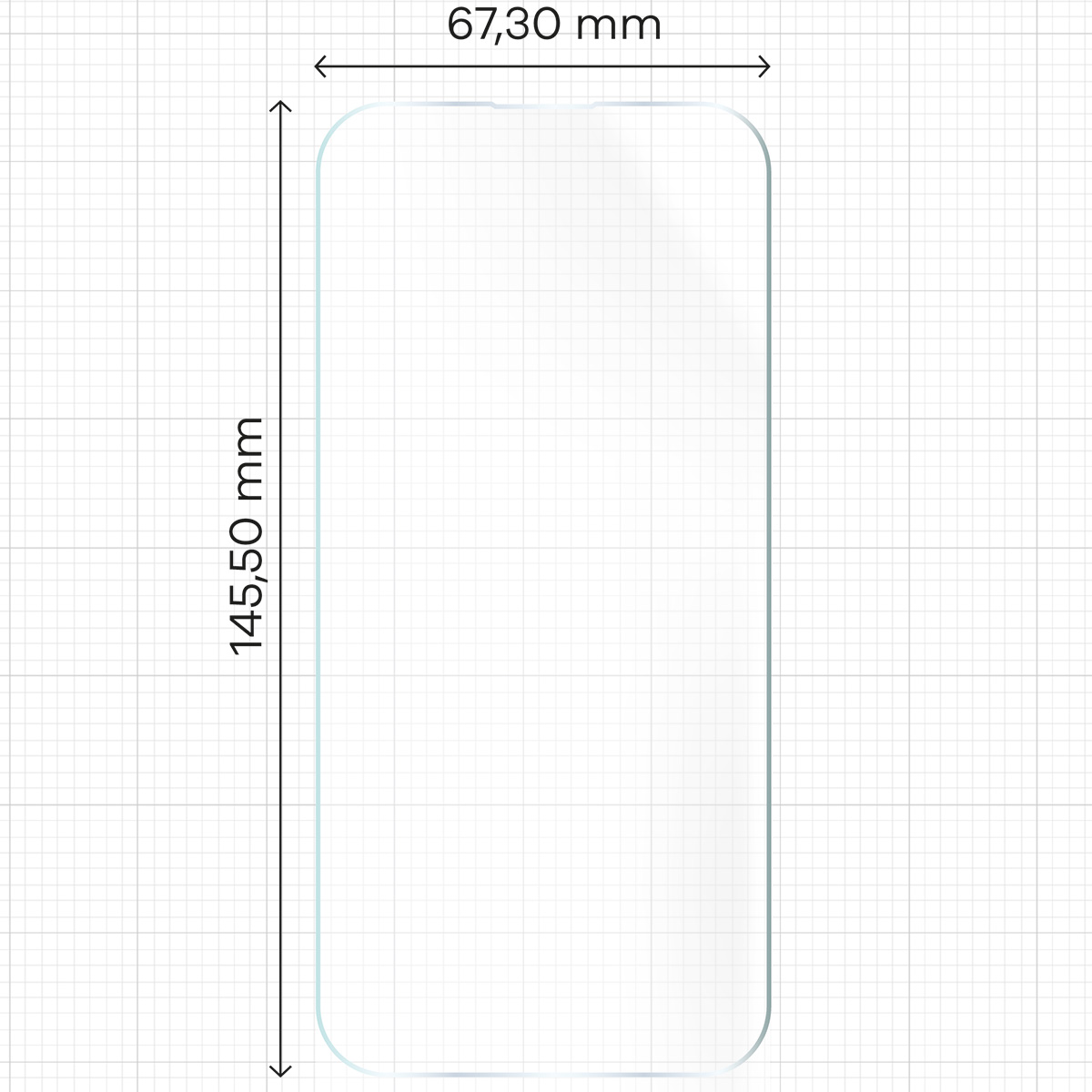 Wymiary dla folii hydrożelowej na ekran Bizon Glass Hydrogel Front