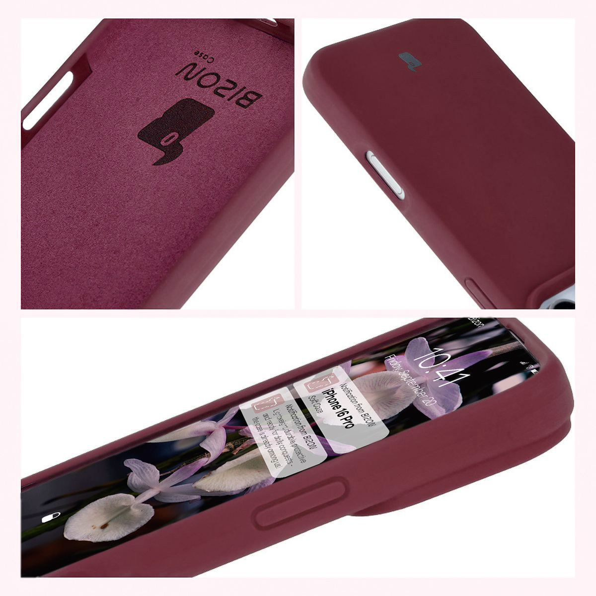 Bizon Soft Case construction: integrated covers, raised edges, and microfiber lining