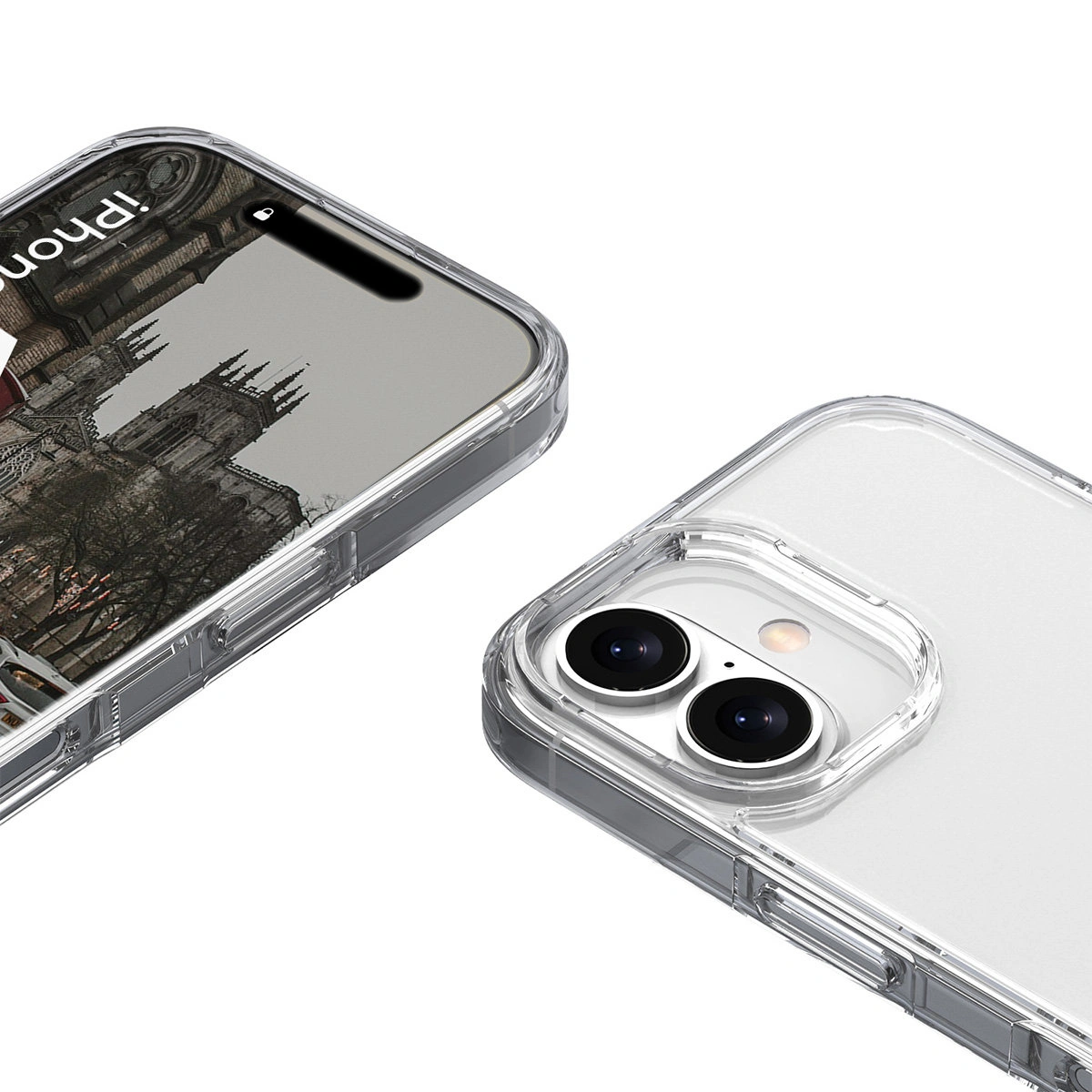 Verstärkte Ecken und erhöhte Ränder des Bildschirms in der Bizon Case Halo-Hülle für Apple iPhone 16
