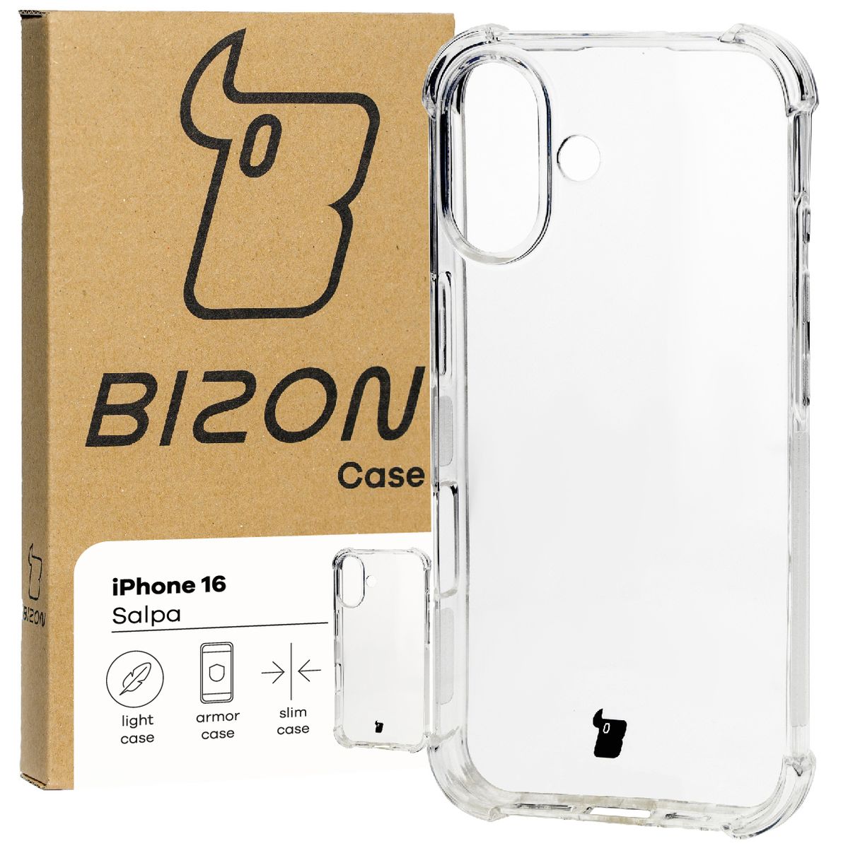 Przezroczyste etui Bizon Case Salpa do iPhone 16]