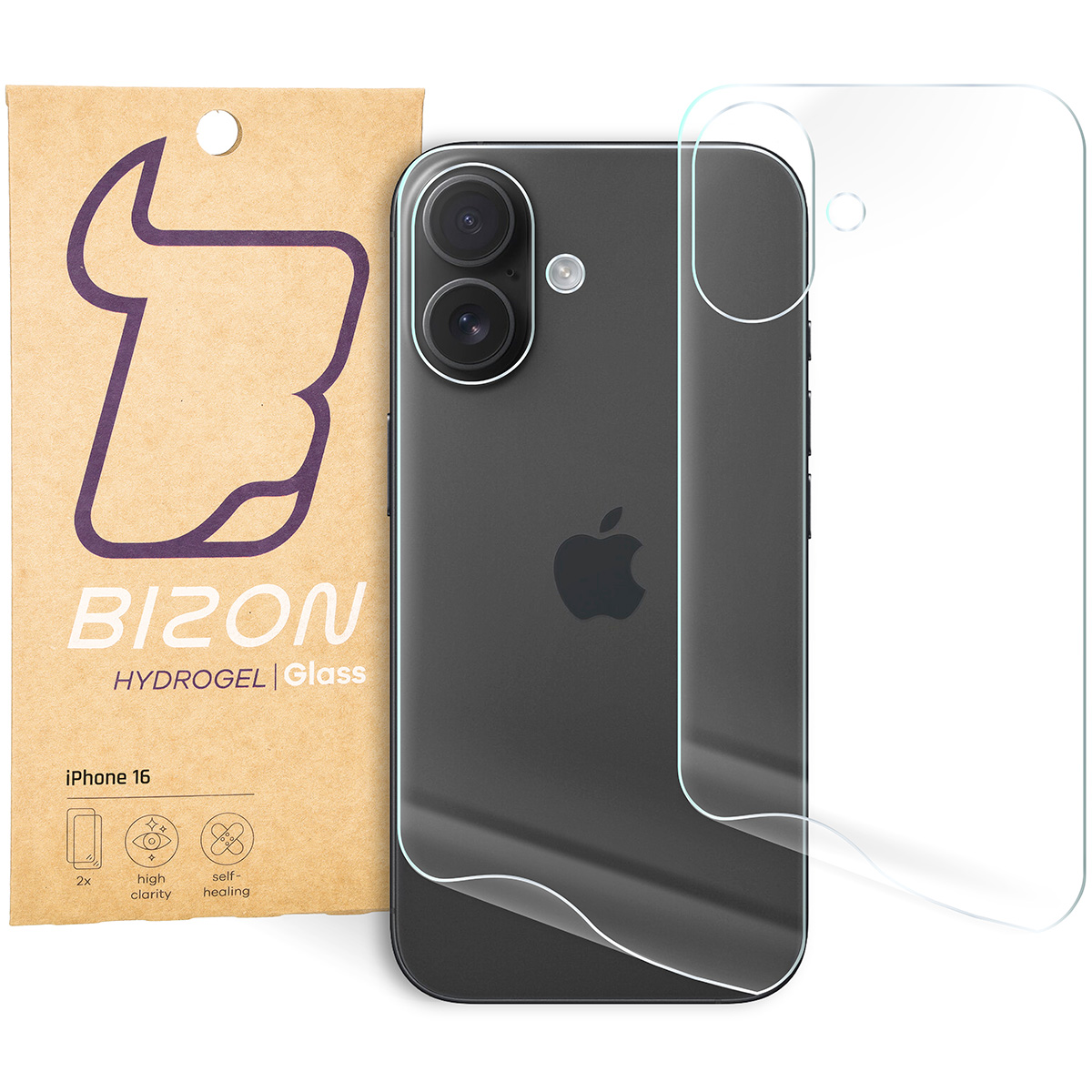 Folia hydrożelowa na tył telefonu Bizon Glass Hydrogel Back Duo do iPhone 16, 2 sztuki