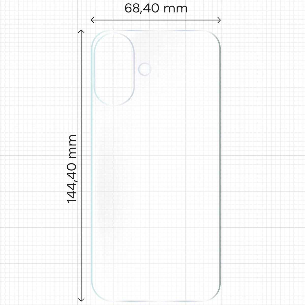 Wymiary dla folii hydrożelowej na tył telefonu Bizon Glass Hydrogel Back Duo