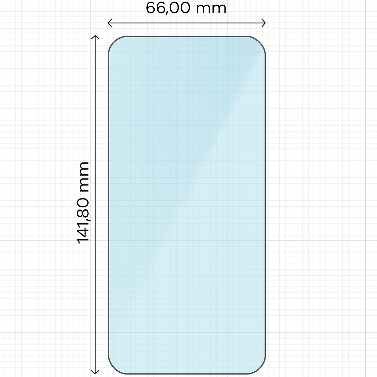 Miarka z wymiarami szkła hartowanego Bizon Smart Glass do Apple iPhone 15 / Apple iPhone 16