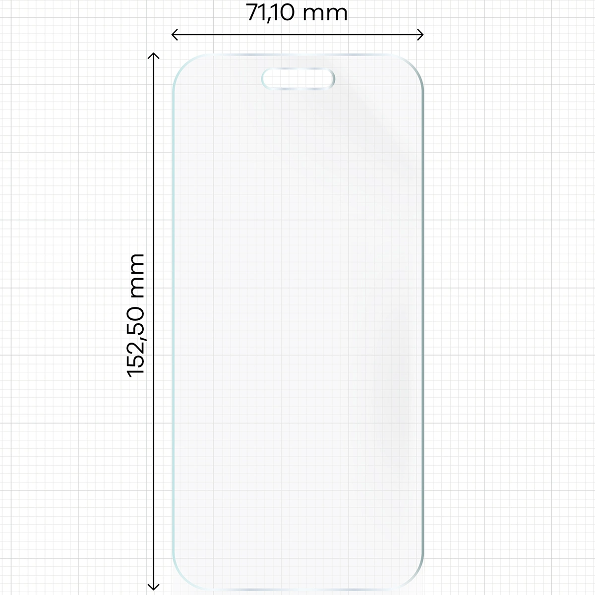 Miarka z wymiarami folii matowej Bizon Glass Film Sun do Apple iPhone Air