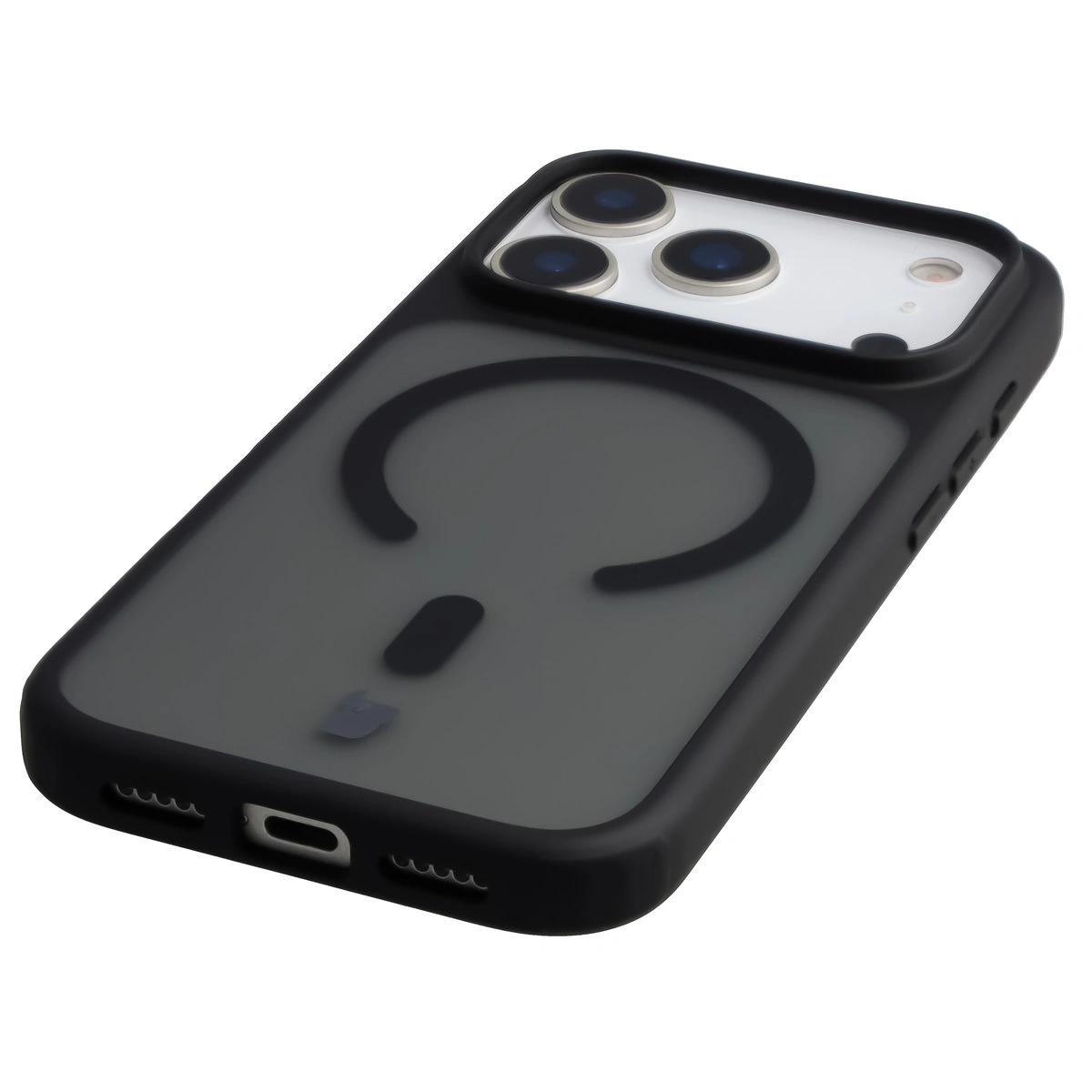 Zintegrowane przyciski, wycięcia i hybrydowy materiał w etui Bizon Case MatteO do Apple iPhone 17 Pro