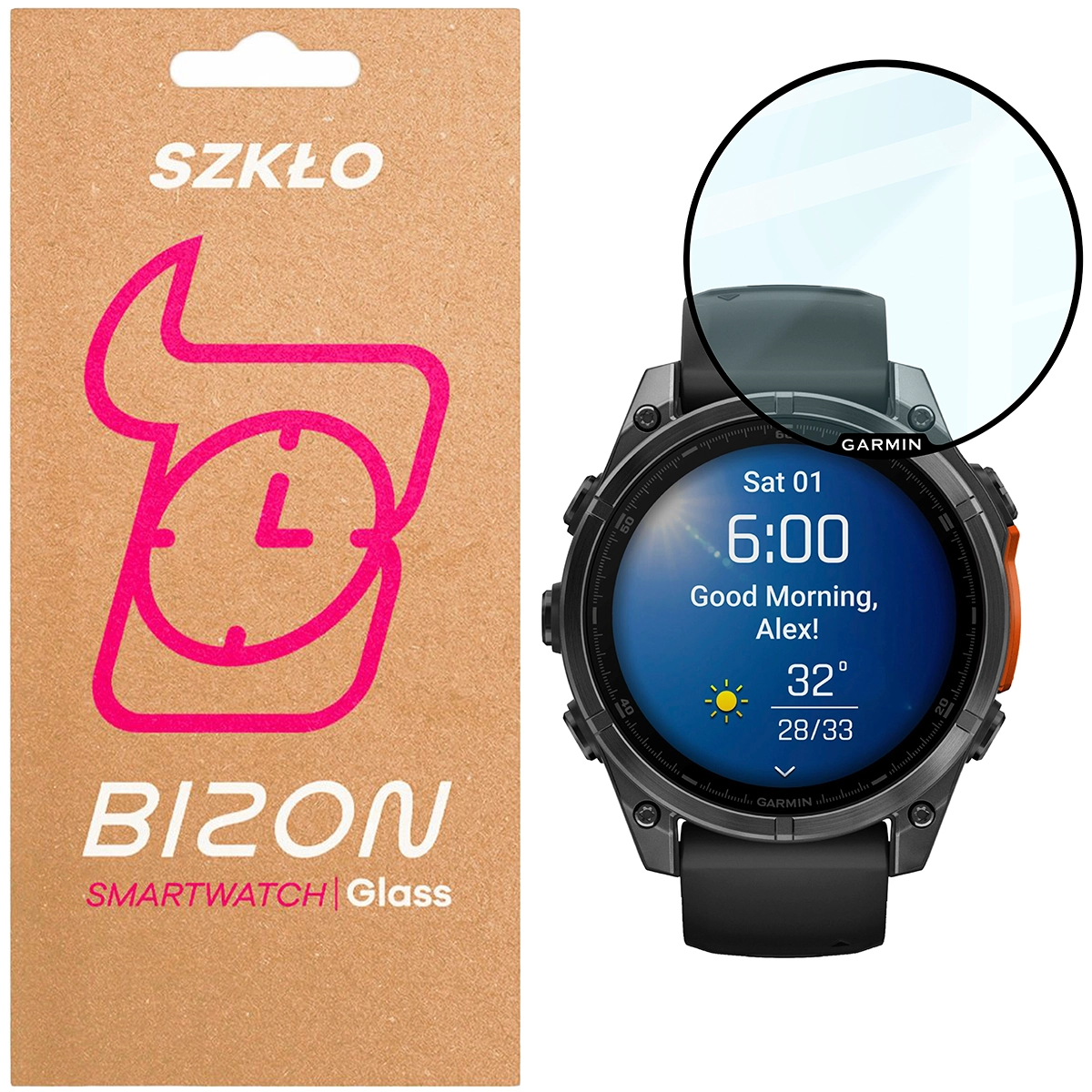 Szkło hybrydowe na smartwatch Bizon Glass Watch Edge dla Garmin Fenix 8 AMOLED 47 mm