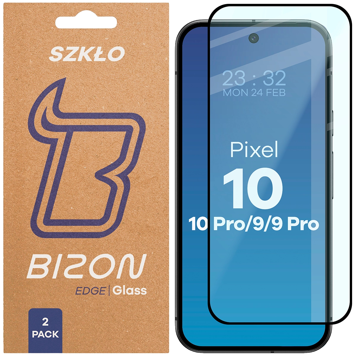 Szkło hartowane na cały ekran Bizon Glass Edge Duo dla Google Pixel 10 / Google Pixel 10 Pro / Google Pixel 9 / Google Pixel 9 Pro