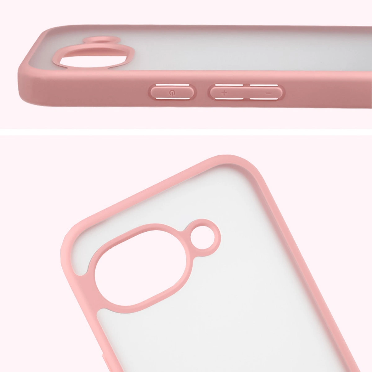 Pełne wycięcie i podwyższone krawędzie aparatu w etui Bizon Case Angelo do Google Pixel 10a