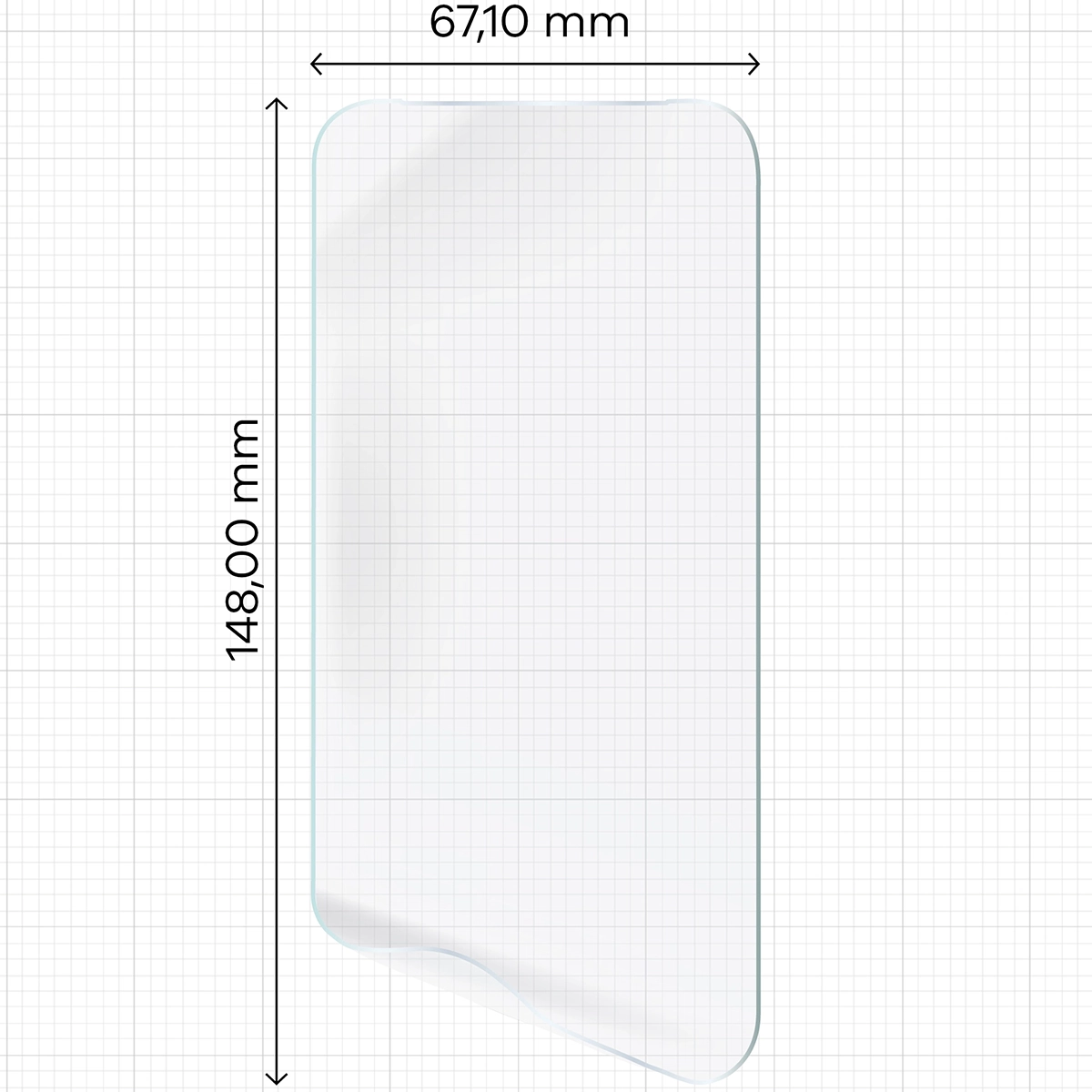 Wymiary dla folii hydrożelowej na ekran Bizon Glass Hydrogel Front