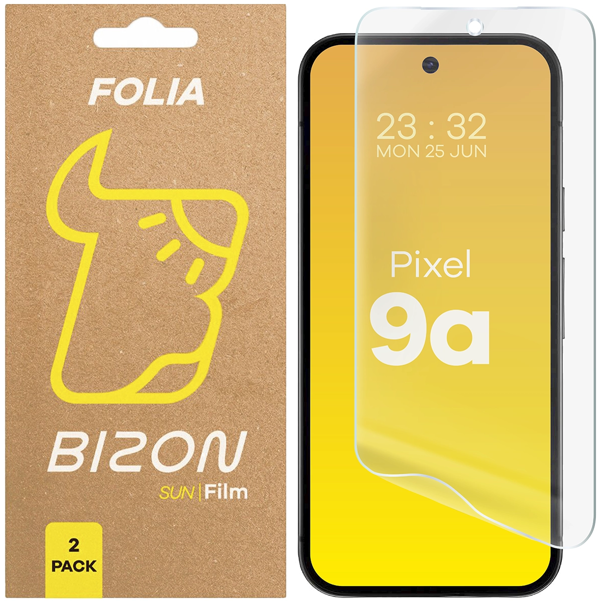 Folia matowa na ekran Bizon Glass Film Sun do Google Pixel 9a, 2 sztuki