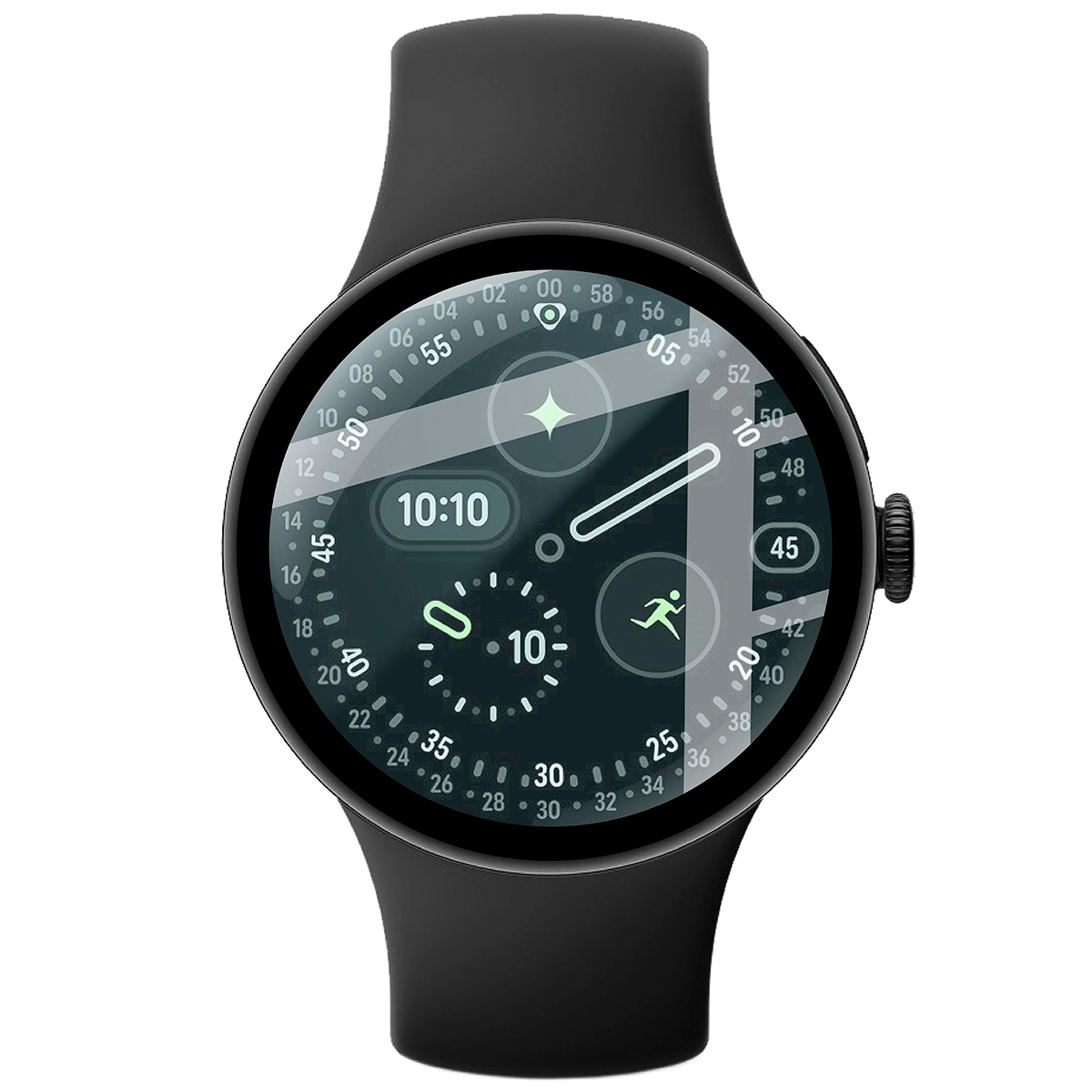 Szkło hybrydowe z czarną ramką idealnie dopasowane do Google Pixel Watch 4 45 mm