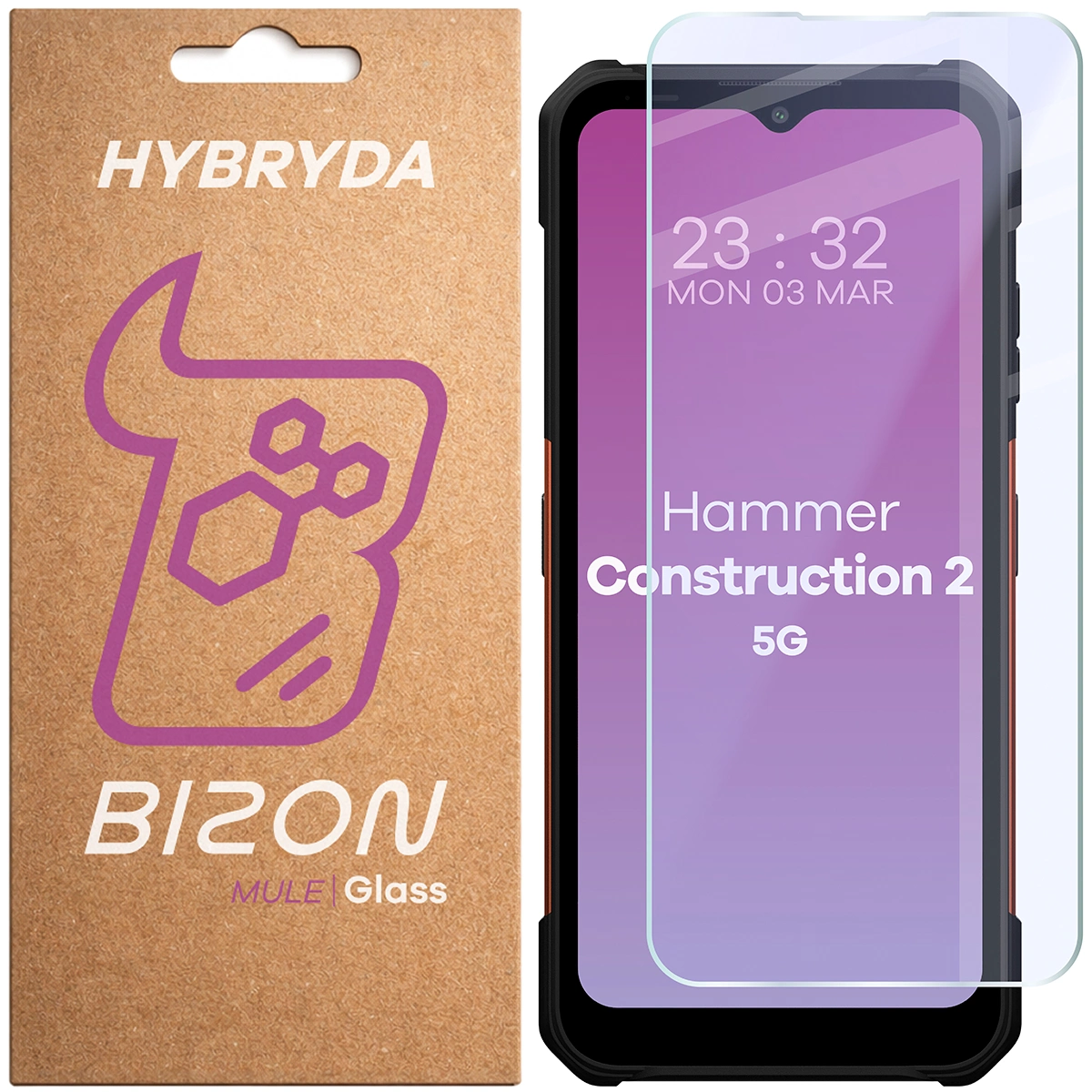 Szkło hybrydowe na ekran Bizon Glass Mule do HAMMER Construction 2 5G / Military Edition / Thermal 5G / Thermal 5G Military Edition