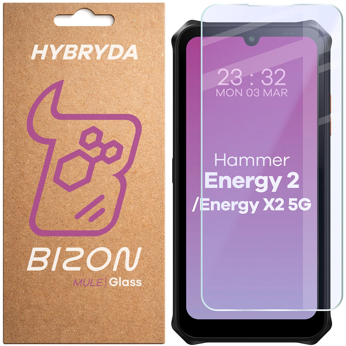 Szkło hybrydowe na ekran Bizon Glass Mule do HAMMER Energy X2 5G / Energy 2