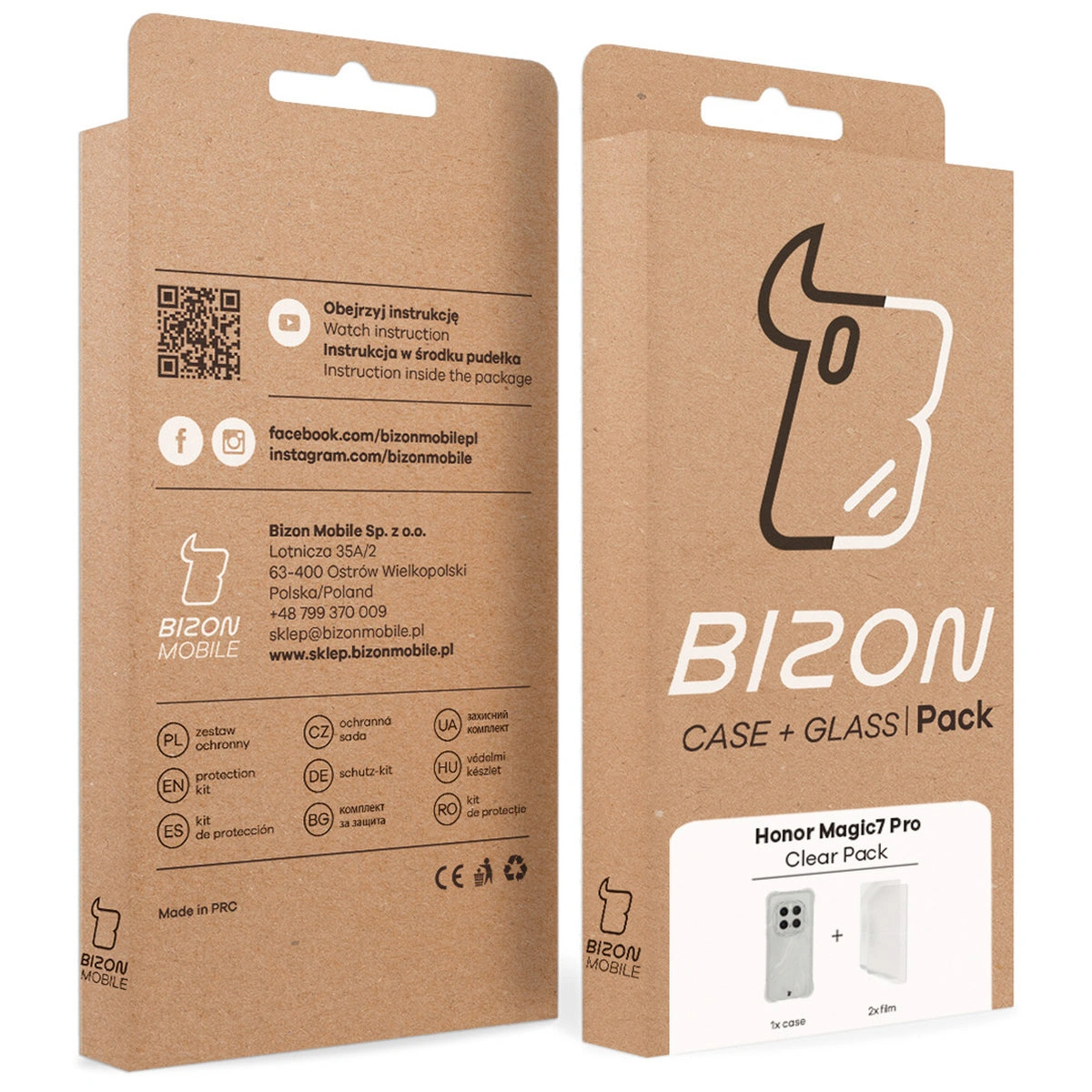 Kraft box Bizon Case+Glass with dedicated label for Honor Magic7 Pro